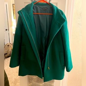 J.Crew Mercantile Women Green Wool Blend Zip-Up City Coat Jacket Size 12